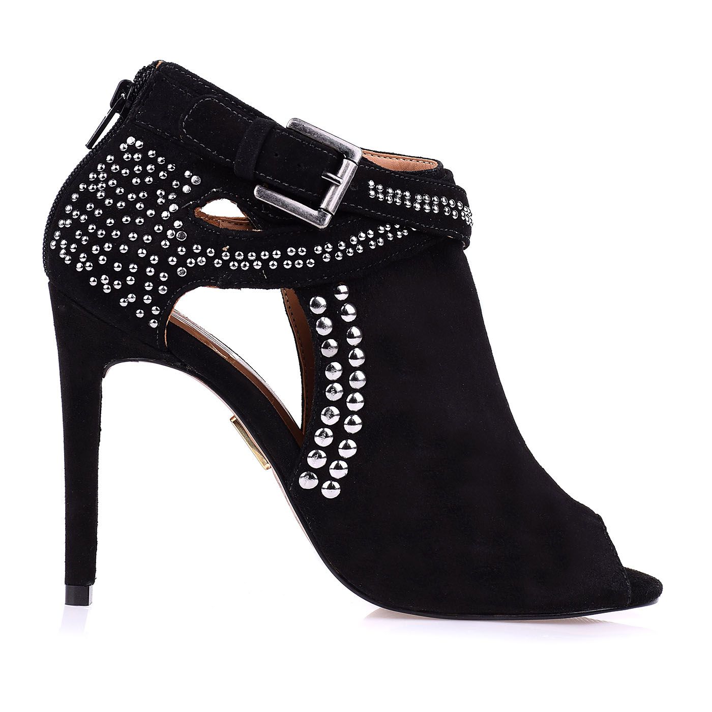 Ankle Boot Salto Alto Suede Preto