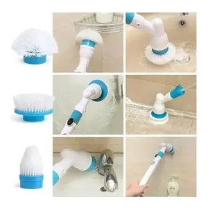 Escova Esfregão de Limpeza Elétrica Recarregável 3 em 1 com Haste Alongadora e Ponteiras Branco Escova Esfregão de Limpeza Elétrica Recarregável 3 em 1 com Haste para Faxina Branco