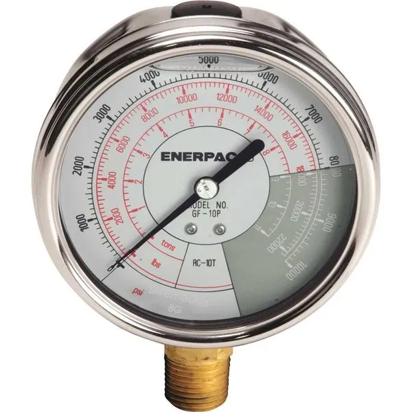 Manômetro Hidráulico de Força e Pressão 10tf 1/2" NPTF GF10P ENERPAC