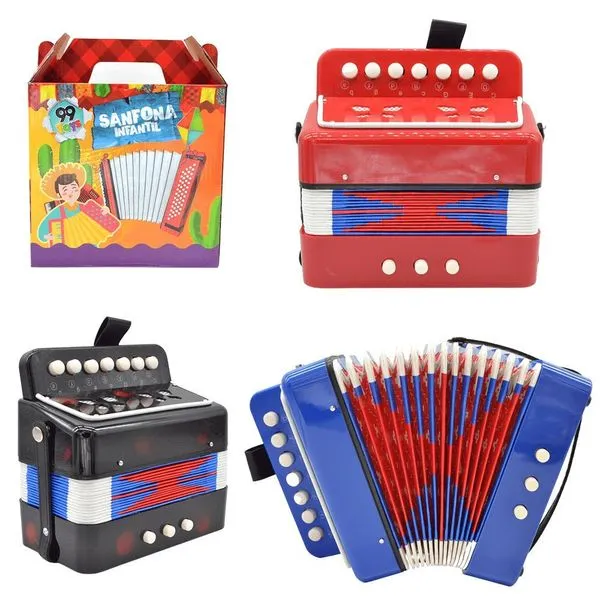 Sanfona Infantil SUPER-22020 para Estimular Coordenação Motora, Ritmo e Criatividade Cores Sortidas 99 Toys Sanfona Infantil SUPER-22020 com Sons Divertidos e Fácil de Manusear Cores Sortidas 99 Toys
