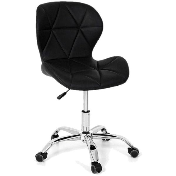 Cadeira Giratória Estofada Slim Office Com Regulagem De Altura E Base Cromada