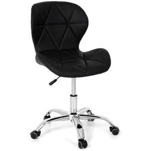 Cadeira Giratória Estofada Slim Office Com Regulagem De Altura E Base Cromada