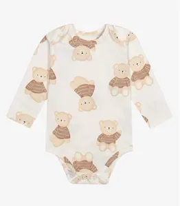 Body Infantil Manga Longa Cotton Trick Nick Bege G