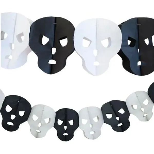 Guirlanda Bandeirola Caveira De Papel Halloween