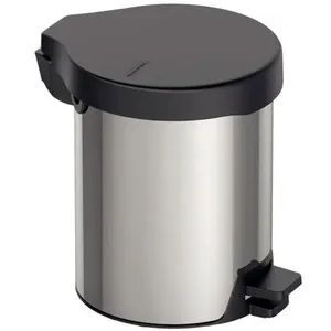 Lixeira com Pedal 5L Tramontina em Aço Inox com Acabamento Polido e Tampa Plástica Preta