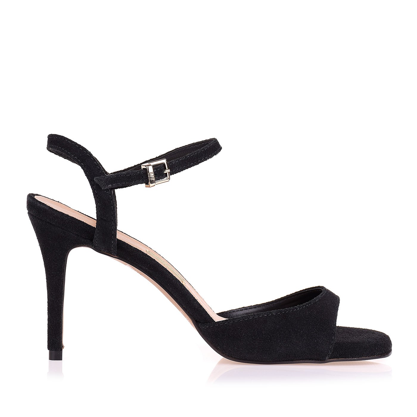 Sandália Salto Médio Suede Preto