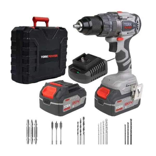 Furadeira Parafusadeira de Impacto a Bateria Tork Brasil Profissional Motor Brushless Mandril 13mm 20V Furadeira Parafusadeira de Impacto a Bateria Tork Brasil Profissional Motor Brushless 20V