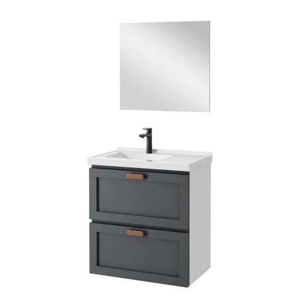 Kit Gabinete para Banheiro Nivus 66cm Astral Design Kit Gabinete para Banheiro Nivus Grafite 66cm