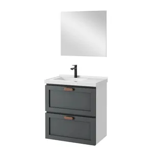 Kit Gabinete para Banheiro Nivus 66cm Astral Design Kit Gabinete para Banheiro Nivus Grafite 66cm