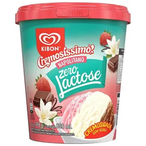 Sorvete Kibon Cremosíssimo Napolitano Zero Lactose 800ml