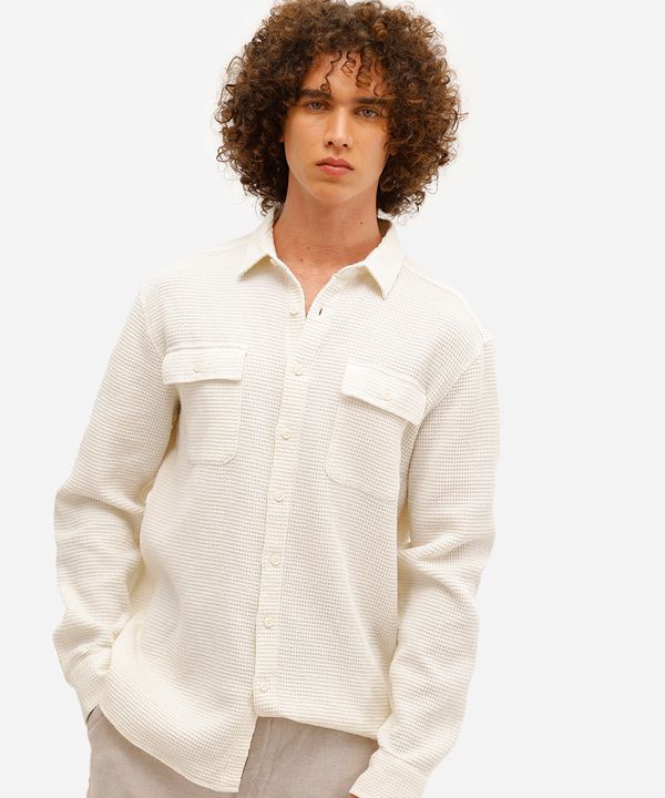 camisa masculina de algodão texturizada off white G