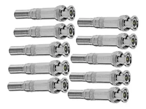 Kit 10 Conectores Intelbras Conex 1000 Bnc Macho Com Mola e Parafuso Para Camera De Segurança