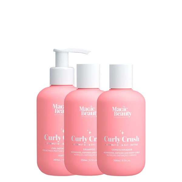 Kit Magic Beauty Curly Crush - Shampoo 250ml + Condicionador 250ml + Creme para Pentear e Ativador 300ml Kit