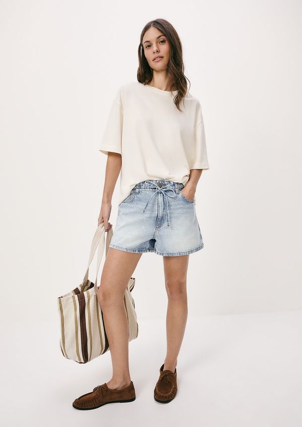 Shorts Jeans Feminino Com Cordão - Azul 046