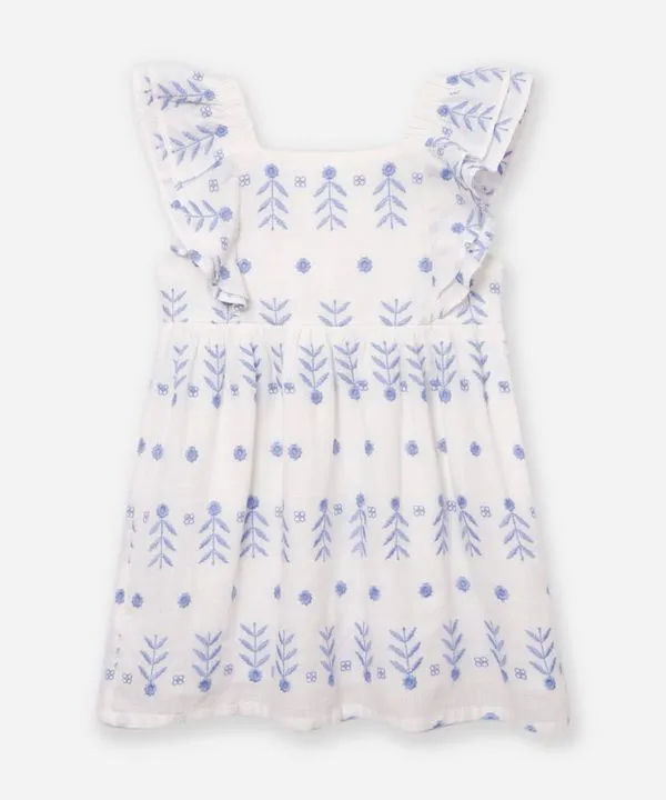 vestido midi infantil de algodão floral off white 4