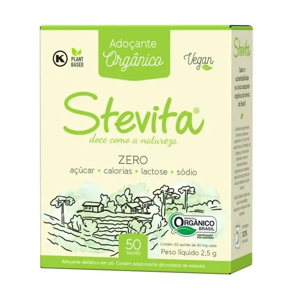 Adoçante Dietético Em Pó Stevita Orgânico 50 Envelopes de 50mg Cada