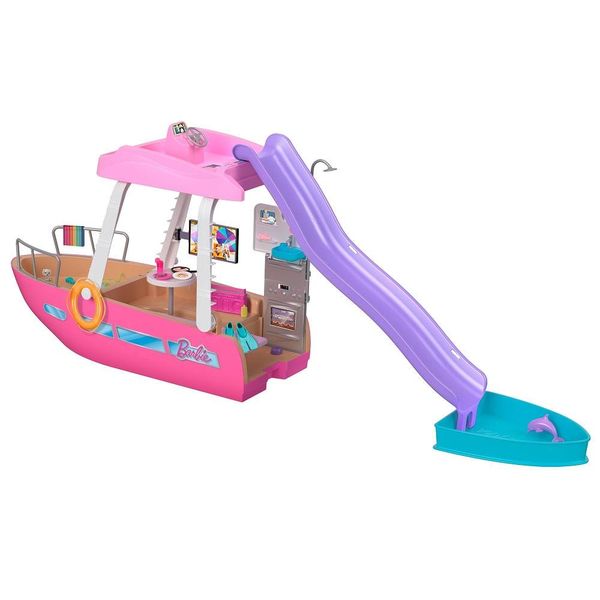 Barco de Brinquedo da Barbie com 20 Peças, Incluindo Piscina, Golfinho Escorregador e Acessórios Temáticos do Oceano