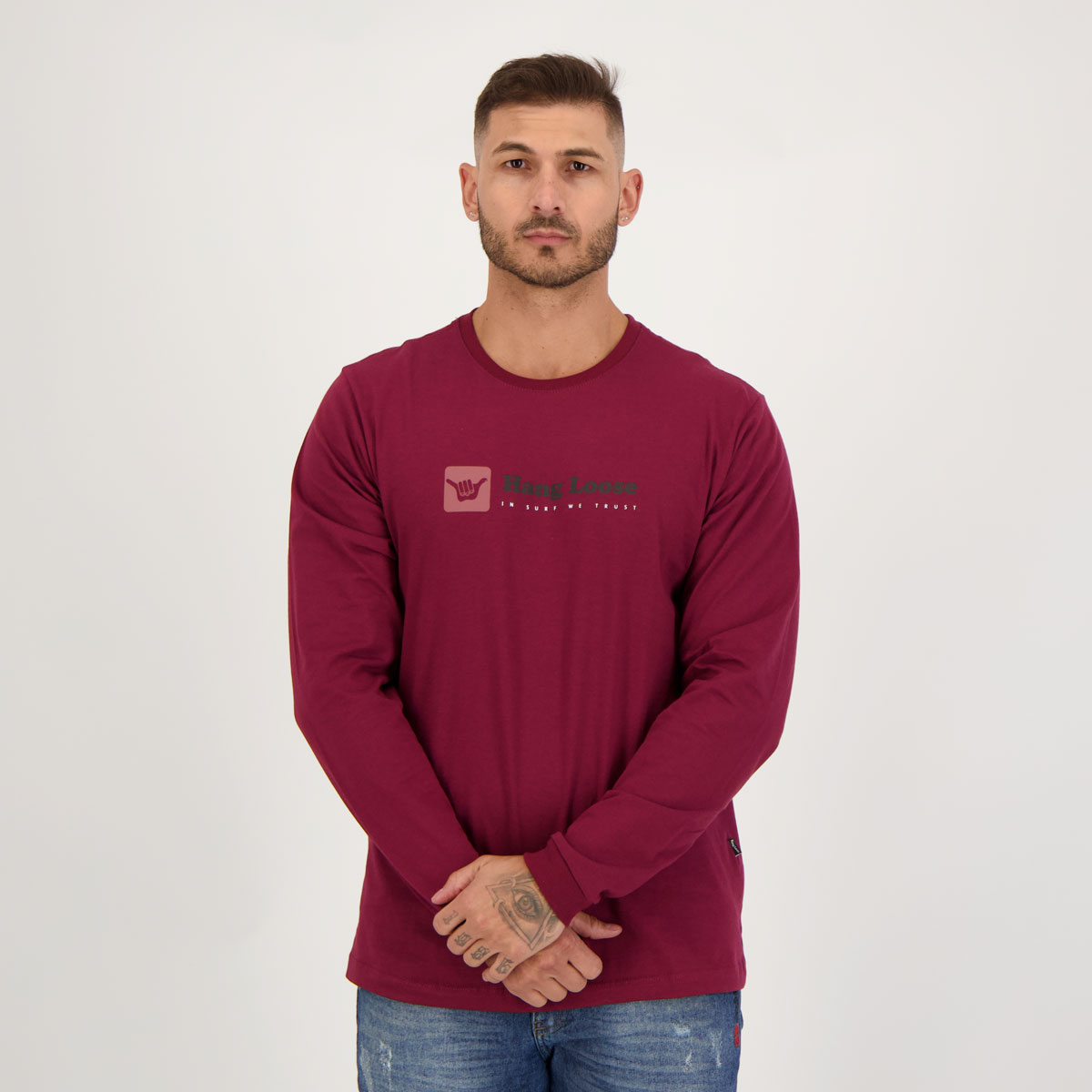 Camiseta Hang Loose Loslogos Manga Longa Vinho