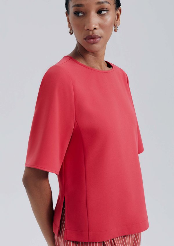 Blusa Manga Evasê Em Crepe - Vermelho XP