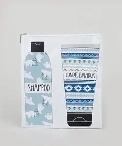 Nécessaire Feminina com Divisória "Shampoo" e "Condicionador" Branco Único