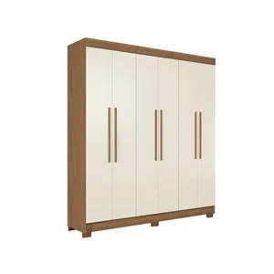 Guarda Roupa Toledo em MDP 6 Portas 2 Gavetas Jatobá / Areia