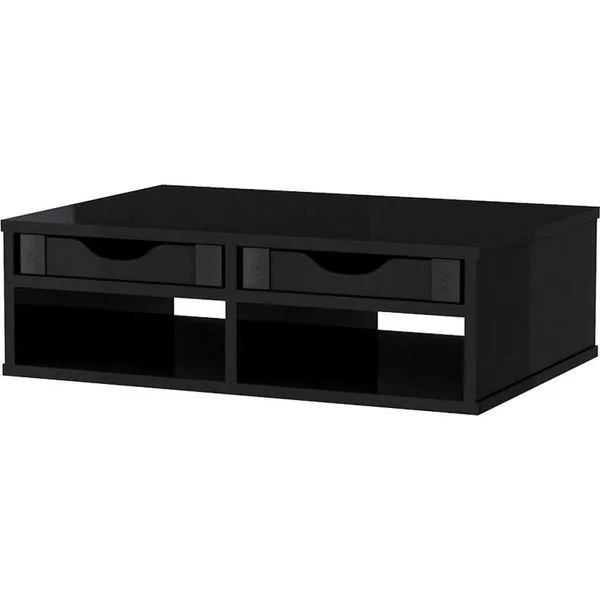 Suporte para Monitor com 2 Gavetas Impressora MDF Moderno Preto Souza Office Suporte para Monitor 2 Gavetas Impressora MDF Preto Souza Office