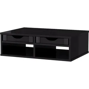Suporte para Monitor com 2 Gavetas Impressora MDF Moderno Preto Souza Office Suporte para Monitor 2 Gavetas Impressora MDF Preto Souza Office