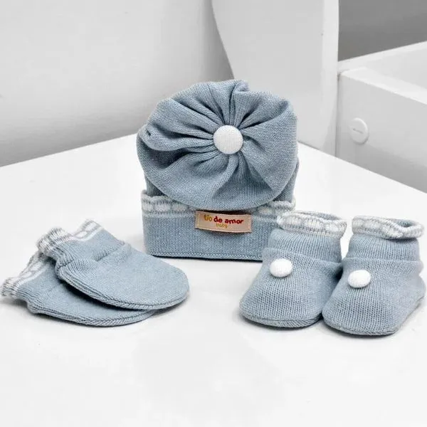 Kit Sapatos Luvas e Touca - 10061 Cinza - RN