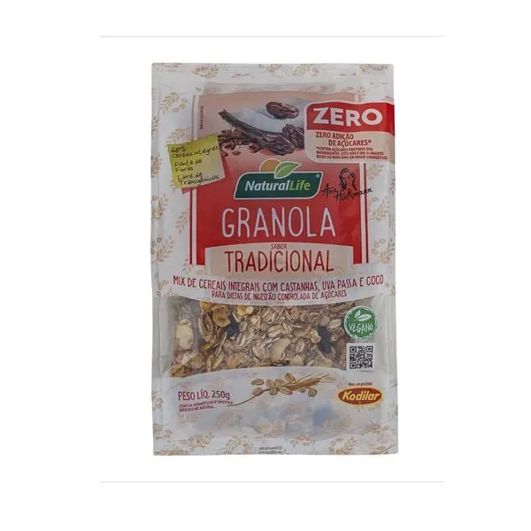 Granola sabor Tradicional NaturalLife Zero Açúcares Kodillar 250g