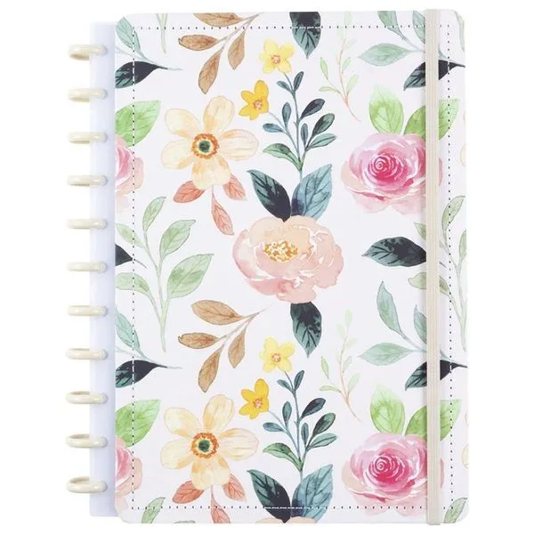 Caderno de Disco Disko White Garden Capa Dura Reposicionável Grande g com 11 Discos Branco Caderno de Disco Disko White Garden Capa Dura Grande g Branco
