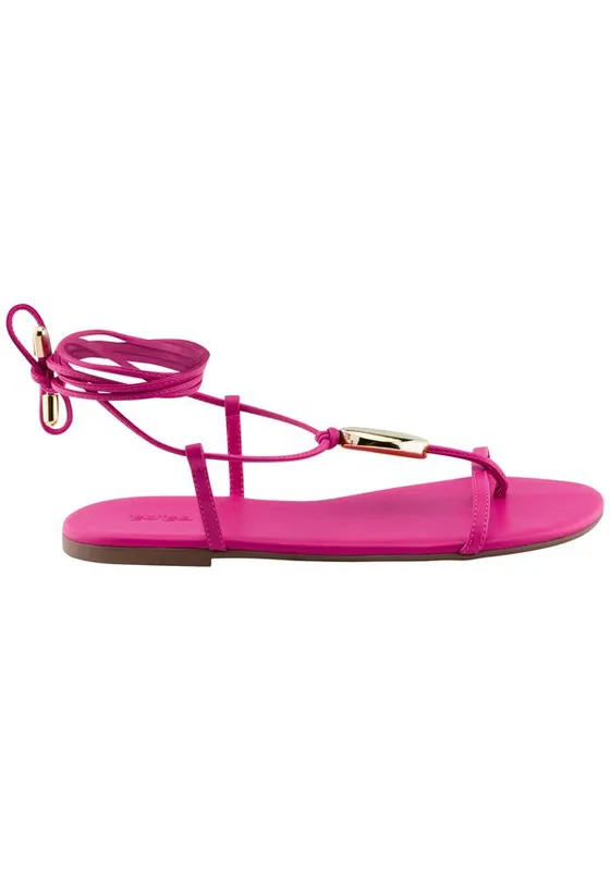 Sandália Rasteira Amarração com Detalhe Pedra ROSA DELIGHT 38