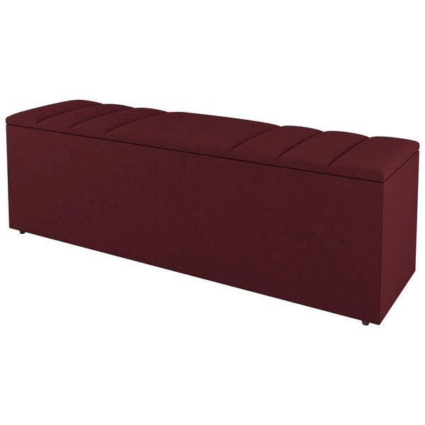 Calçadeira Baú Queen Size Grace 160cm Suede Bordô - Abmaza