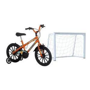 Kit Com Mini Trave De Futebol + Bicicleta Aro 16 Free Action Capivara Laranja