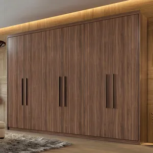 Guarda-roupa em MDF/MDP, 6 Portas, 4 Gavetas, 4 Prateleiras - Aires Imbuia Naturale