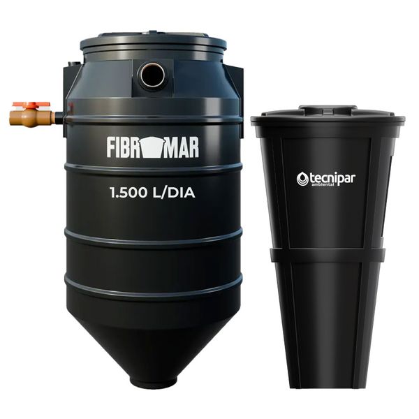 Kit Fossa Séptica Biodigestor 1.500L/dia Fibromar e Leito de Secagem Tecnipar