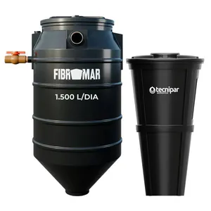 Kit Fossa Séptica Biodigestor 1.500L/dia Fibromar e Leito de Secagem Tecnipar