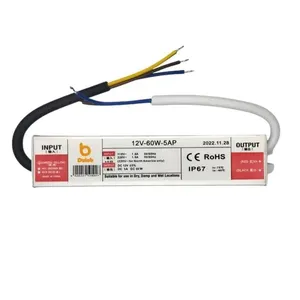 Fonte de Alimentação Blindada 5A 12V 60W IP67 Bivolt para LED Sol e Água Piscinas e Acessórios Fonte de Alimentação Blindada 5A 12V 60W IP67 Bivolt Sol e Água