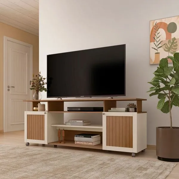 Rack Artely Ipanema para TV`s de até 75 - Cinamomo/Off White