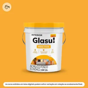 Tinta Acrílica Econômica Fosca Glasu Suvinil Balde 3,6L Muda Fácil Amarelo Ouro (MP)