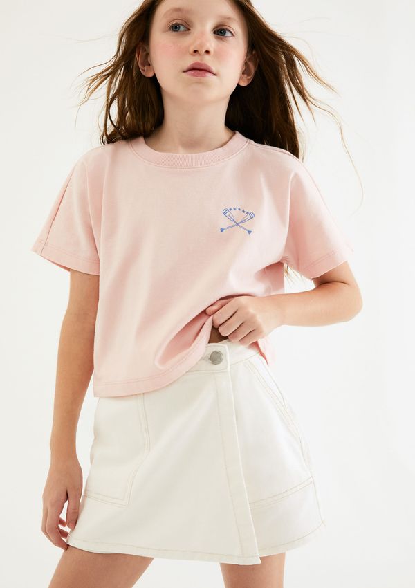 Shorts Saia Infantil Em Sarja - Natural 014