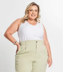 Regata Feminina Plus Size Secret Glam Branco Plus G2