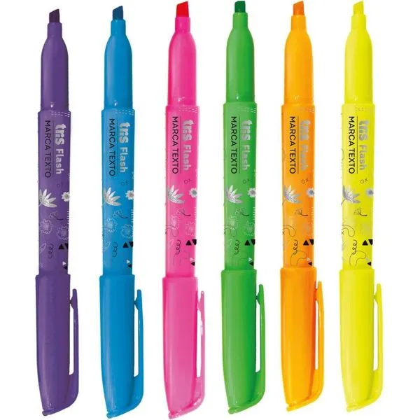 CANETA MARCA TEXTO TRIS FLASH 6 CORES NEON