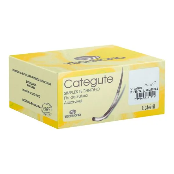 Fio de Sutura Categute Simples 4-0 Absorvível 24un Technofio