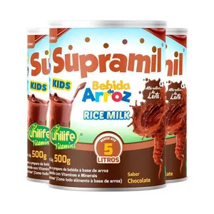 Kit 3 Supramil Bebida De Arroz Kids Chocolate Unilife 500g