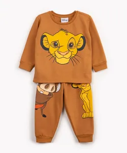 pijama de moletom infantil simba manga longa marrom 2