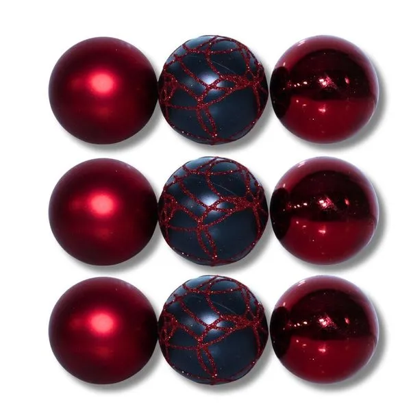 Bola Natalina Global 9 Unidades Tubo 6cm Vermelho (MP)