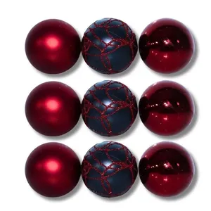 Bola Natalina Global 9 Unidades Tubo 6cm Vermelho (MP)