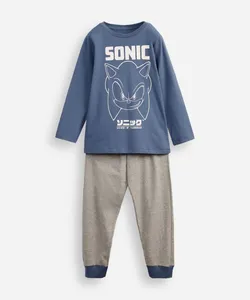 pijama longo infantil de algodão sonic azul 8
