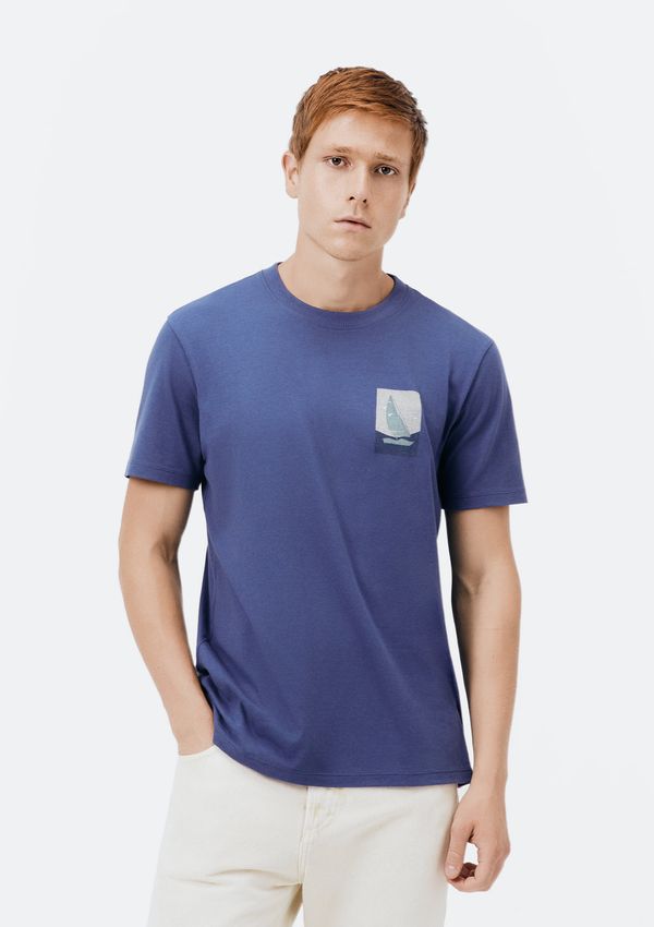 Camiseta Masculina Manga Curta Com Estampa - Azul G