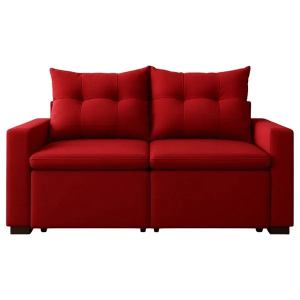 Sofá 3 Lugares Marjom Montreal Veludo Paris Vermelho (MP)